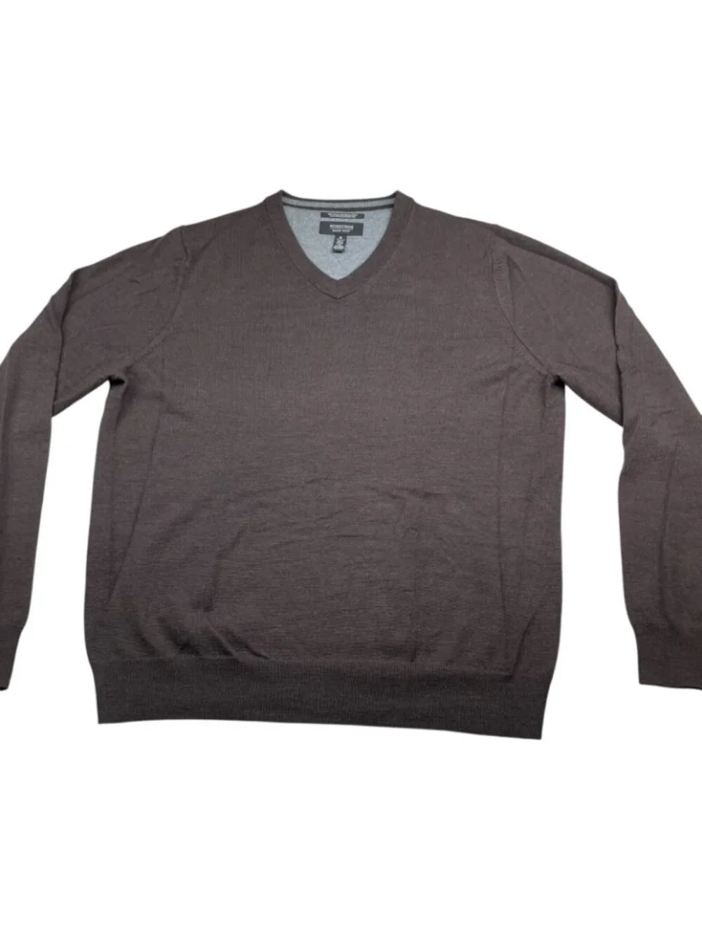 Nordstrom Men's 100% Wool V-Neck Pullover Sweater Brown • Medium_2
